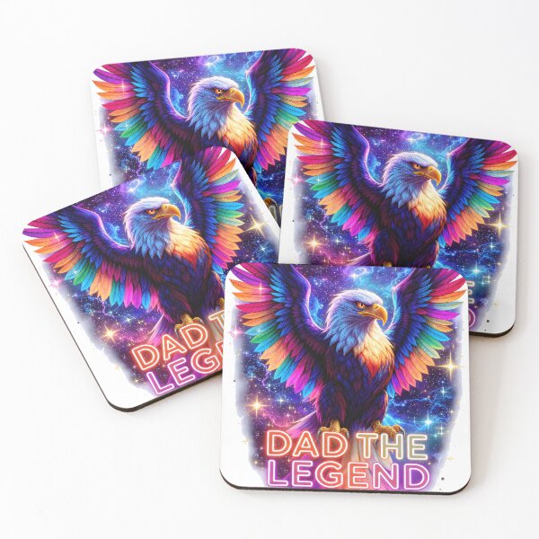 Item preview, Rainbow Cosmic Eagle Dad The Legend – Father's Day Galaxy Neon Art designed and sold by RBToper.