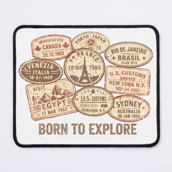 Item preview, Born to Explore — Vintage Passport Stamp World Travel Wanderlust Graphic designed and sold by HobsS.