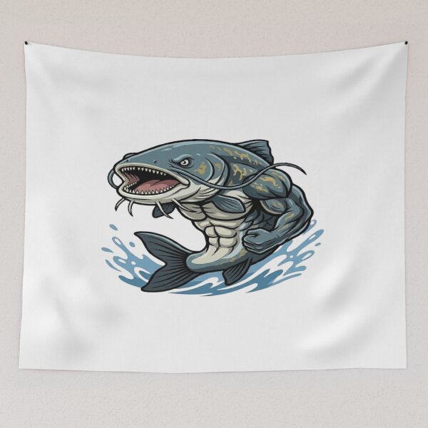 Item preview, Giant Wels Catfish - Monster of the Deep Fishing Illustration designed and sold by ClaussShop.