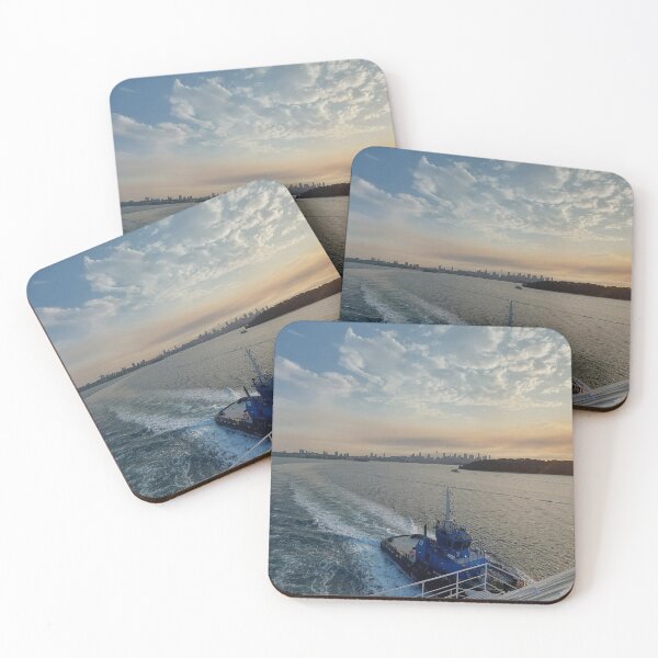 Item preview, Sydney, Australia Cruise ship with pilot boat and Sunset sky designed and sold by Susan4Travel.
