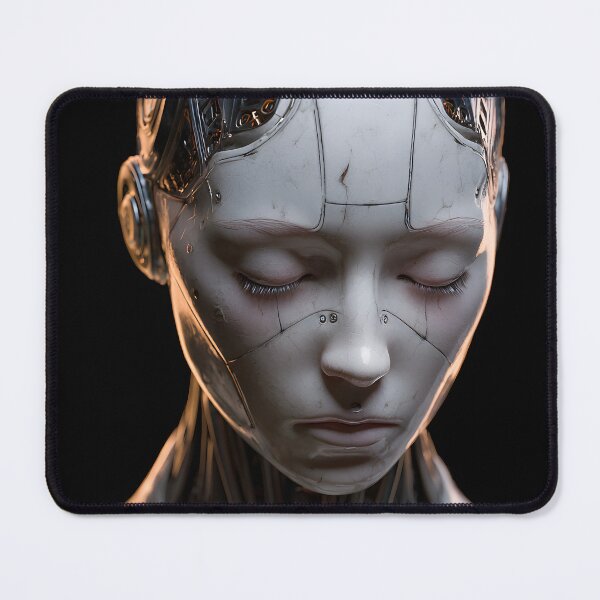 Item preview, White Android Bust Futuristic Robot Woman Portrait designed and sold by cyberartmaker.