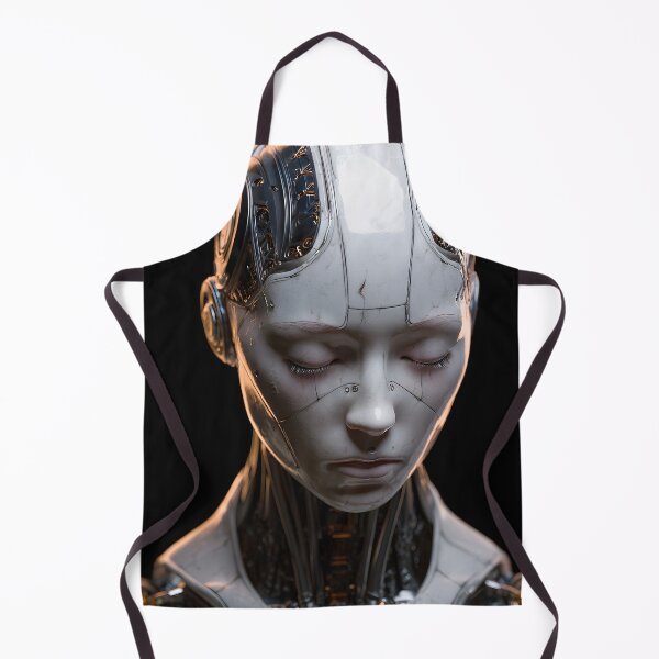 Item preview, White Android Bust Futuristic Robot Woman Portrait designed and sold by cyberartmaker.