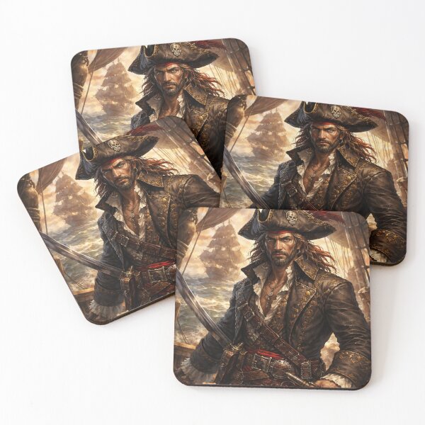 Item preview, Epic Pirate Captain Illustration – Fantasy Pirate Warrior on Ship Deck – Adventure and Nautical Art designed and sold by DrizzyV.