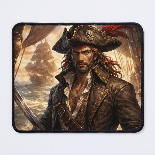 Item preview, Epic Pirate Captain Illustration – Fantasy Pirate Warrior on Ship Deck – Adventure and Nautical Art designed and sold by DrizzyV.