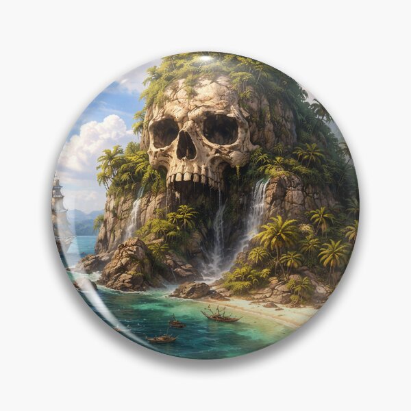 Item preview, Skull Island Cove Fantasy – Pirate Island with Waterfall and Hidden Treasure Scene designed and sold by DrizzyV.