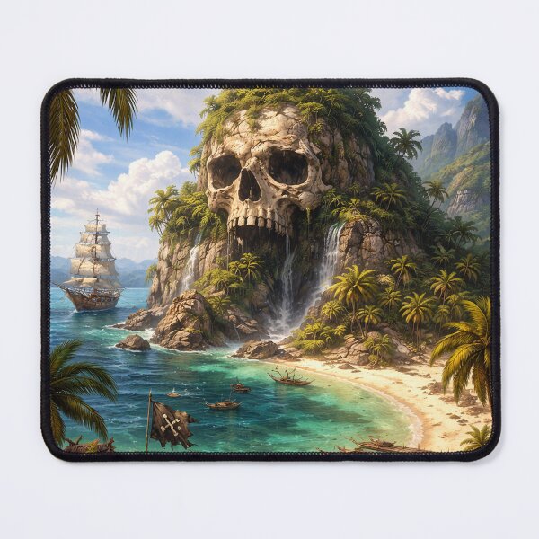 Item preview, Skull Island Cove Fantasy – Pirate Island with Waterfall and Hidden Treasure Scene designed and sold by DrizzyV.