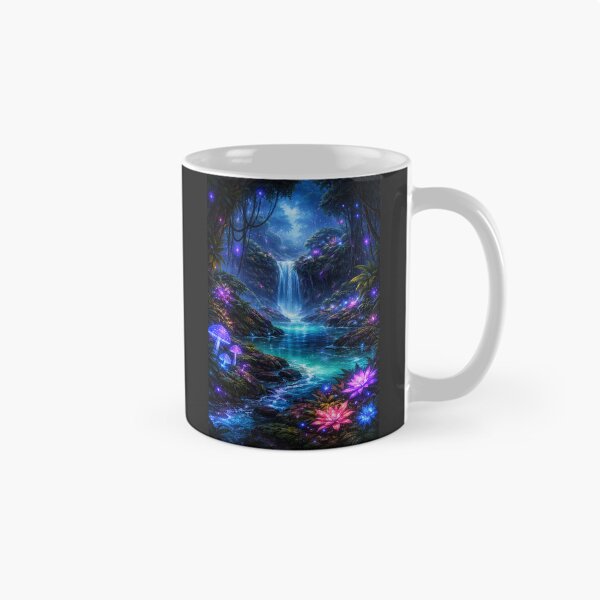Item preview, Bioluminescent Jungle Fantasy – Glowing Forest with Magical Waterfall Scene designed and sold by DrizzyV.