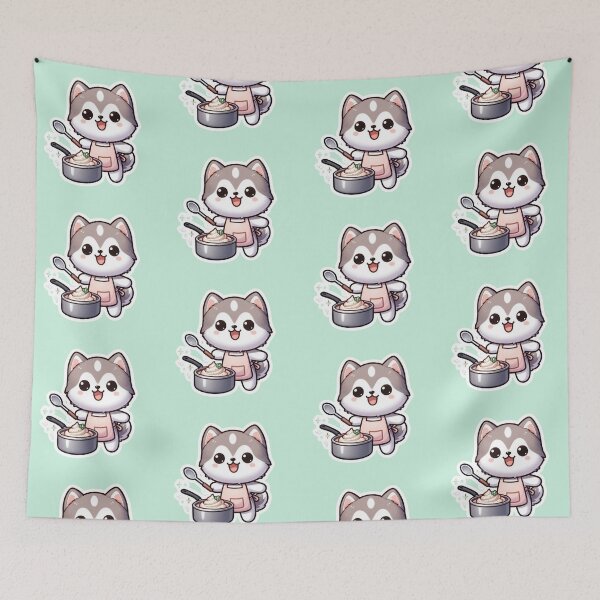 Item preview, Cute Husky Chef Cooking- Kawaii Baking Dog Kitchen Design  designed and sold by carestazafeli.