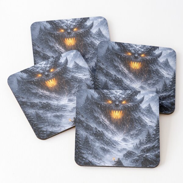 Item preview, Demonic Mountain Blizzard – Dark Fantasy Snowstorm Landscape with Giant Demon Face designed and sold by DrizzyV.