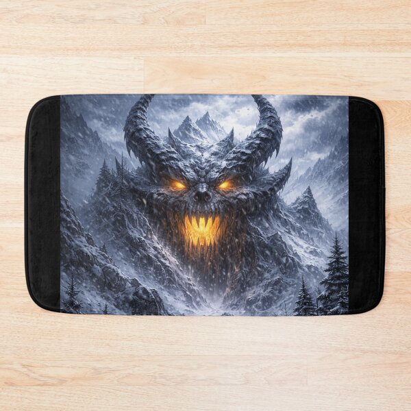 Item preview, Demonic Mountain Blizzard – Dark Fantasy Snowstorm Landscape with Giant Demon Face designed and sold by DrizzyV.