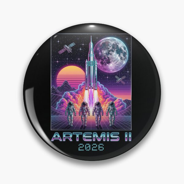Item preview, Artemis II 2026 Retro Synthwave Space Mission Astronaut Rocket Launch Art designed and sold by Bongocomic.