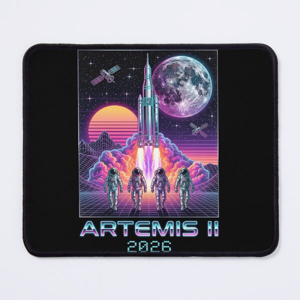Item preview, Artemis II 2026 Retro Synthwave Space Mission Astronaut Rocket Launch Art designed and sold by Bongocomic.