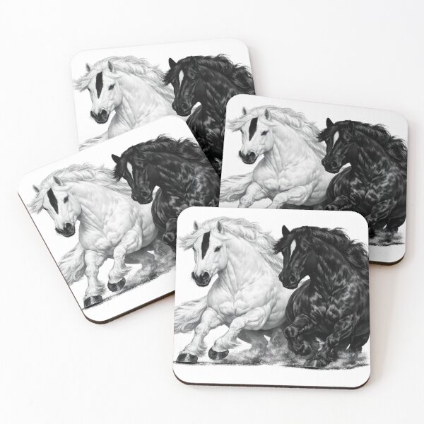 Item preview, Mystic Souls – Ethereal Black & White Galloping Horses designed and sold by KI-Kunstwerk.
