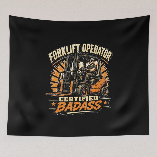 Item preview, Forklift Operator Certified Badass Retro Design designed and sold by RetroNibylander.