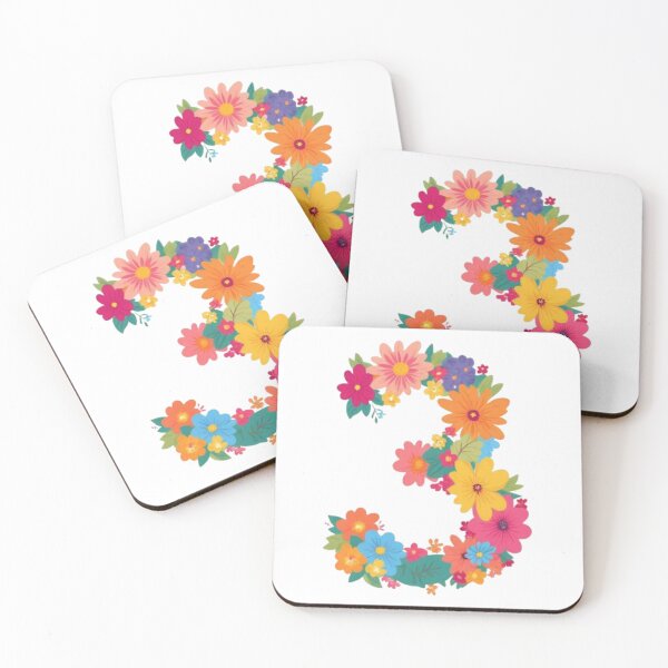 Item preview, Pegatina de aniversario con el número tres y estampado floral designed and sold by KrisGraphic45.