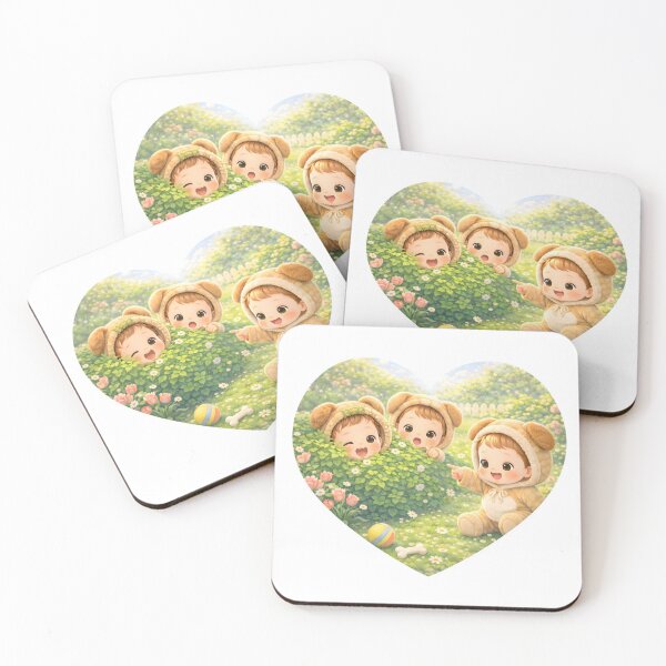 Item preview, Cute Bear Kids Heart Shape Garden Hide and Seek Kawaii Art designed and sold by Teenidesign .