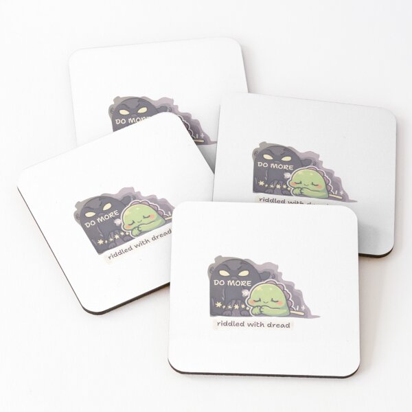 Item preview, Riddled With Dread Sticker – Anxiety & Work Fear Cute Dino Burnout Meme designed and sold by Tiny Being Studio.