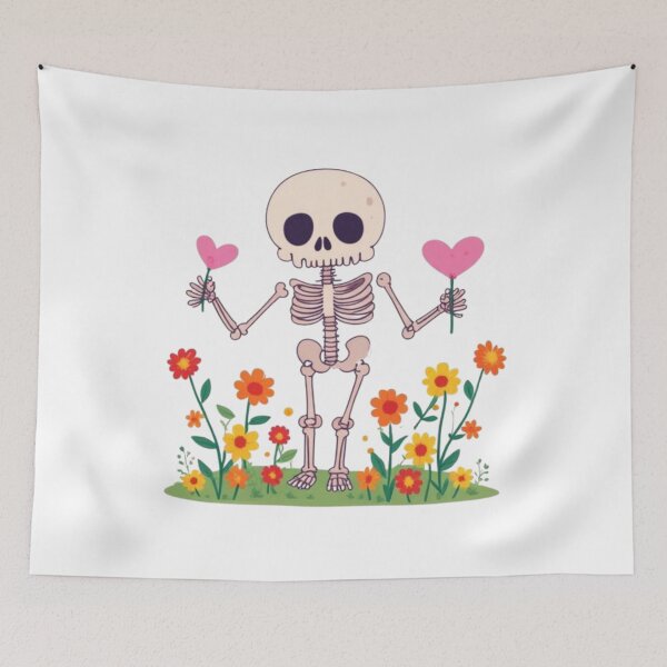 Item preview, Whimsical Skeleton of Love: A Floral Memento Mori designed and sold by KrisGraphic45.