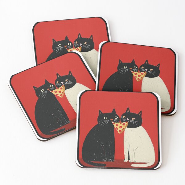 Item preview, Cute Cats Sharing Pizza Funny Friendship Cat Art designed and sold by Meow-Attitude.