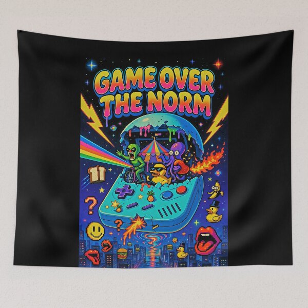 Item preview, Game Over The Norm - Psychedelic Arcade Controller Chaos with Clown & Octopus designed and sold by David Brookes Digital.