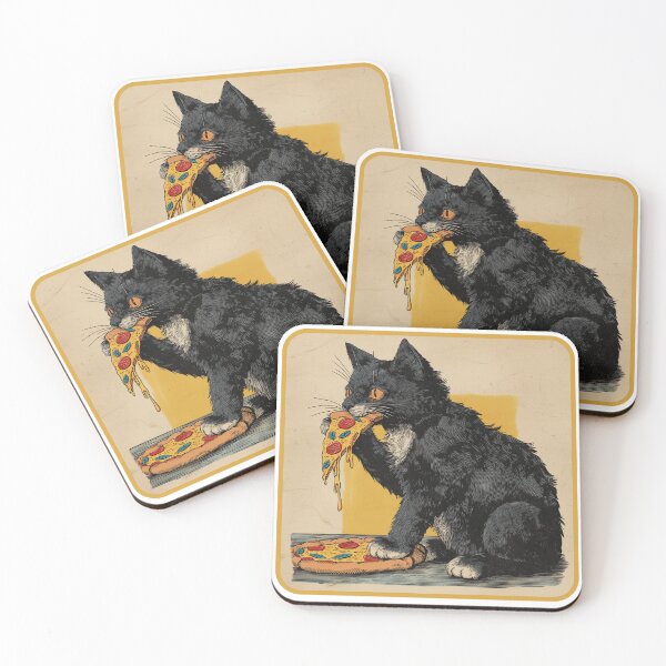Item preview, Black Cat Eating Pizza Funny Cute Cat Design designed and sold by Meow-Attitude.