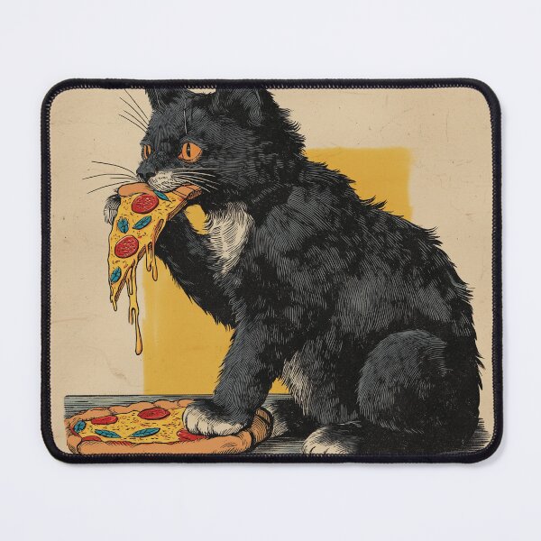 Item preview, Black Cat Eating Pizza Funny Cute Cat Design designed and sold by Meow-Attitude.