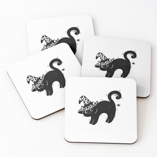 Item preview, Halloween Witch Hat Black Cat Art Print designed and sold by Manjia-Art.