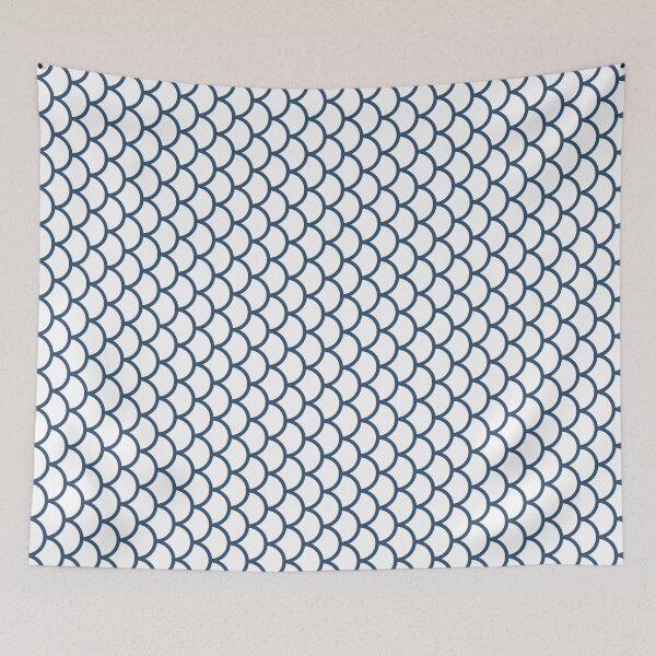 Item preview, White And Denim Fish Scales Pattern designed and sold by pattern-archive.