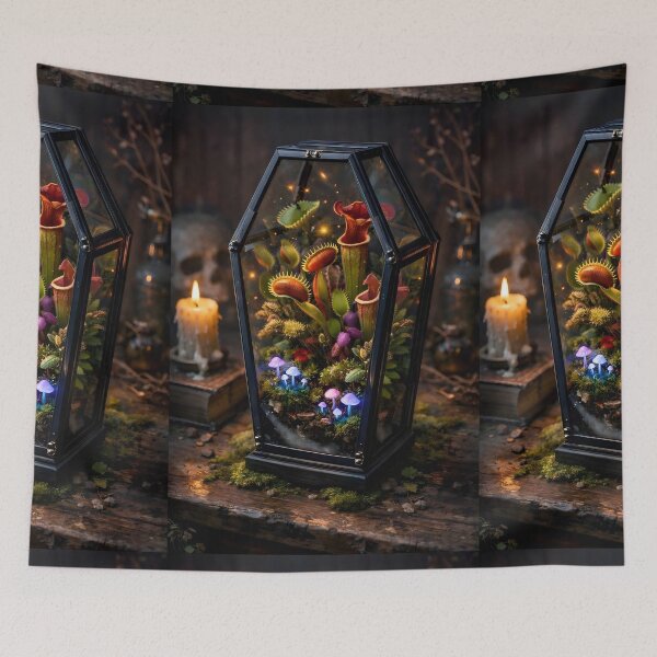 Item preview, The Eternal Terrarium | Coffin Glass with Glowing Mushrooms & Carnivorous Plants designed and sold by Studio77-Gothic.