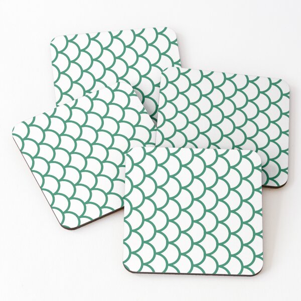 Item preview, White And Green Fish Scales Pattern designed and sold by pattern-archive.