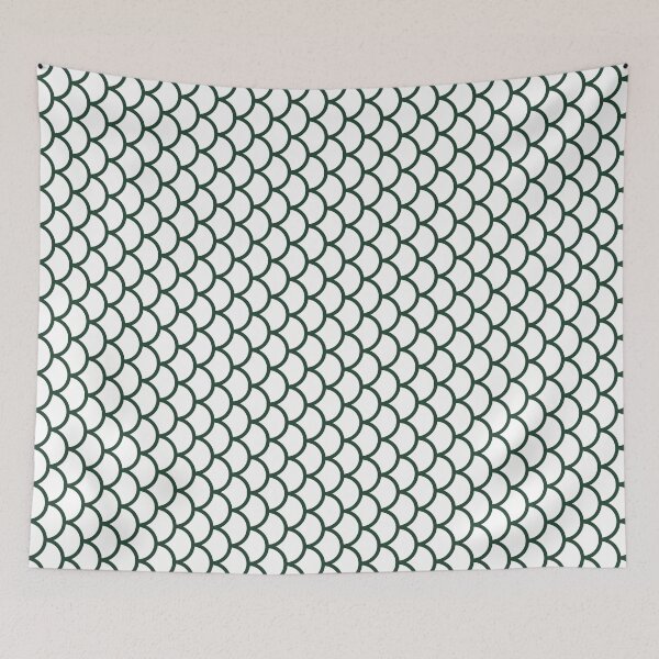 Item preview, White And Forest Green Fish Scales Pattern designed and sold by pattern-archive.