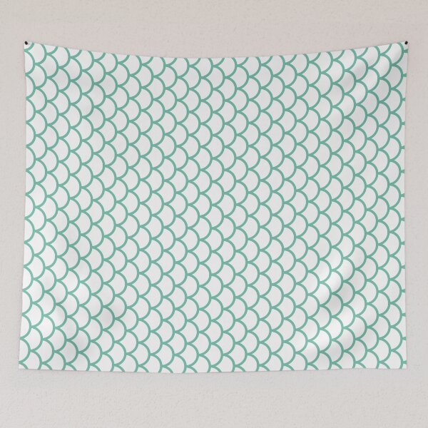 Item preview, White And Pastel Green Fish Scales Pattern designed and sold by pattern-archive.