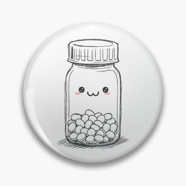 Item preview, pill bottle cartoon, simple cute style, white background designed and sold by Adei649.