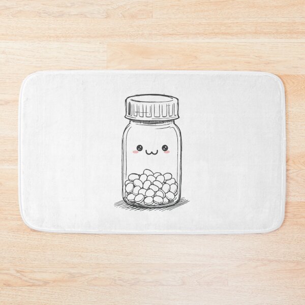 Item preview, pill bottle cartoon, simple cute style, white background designed and sold by Adei649.
