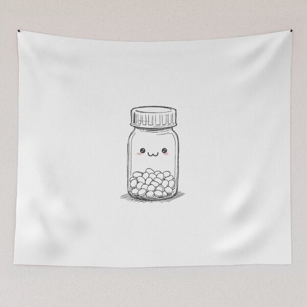 Item preview, pill bottle cartoon, simple cute style, white background designed and sold by Adei649.