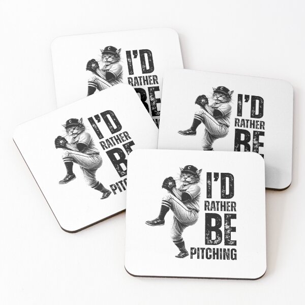 Item preview, I'd Rather Be Pitching Baseball Cat The Pitcher designed and sold by TrueArtsStore.