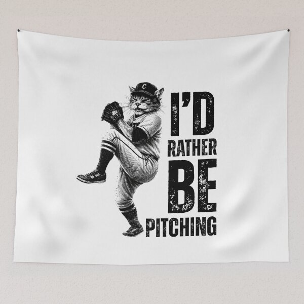 Item preview, I'd Rather Be Pitching Baseball Cat The Pitcher designed and sold by TrueArtsStore.