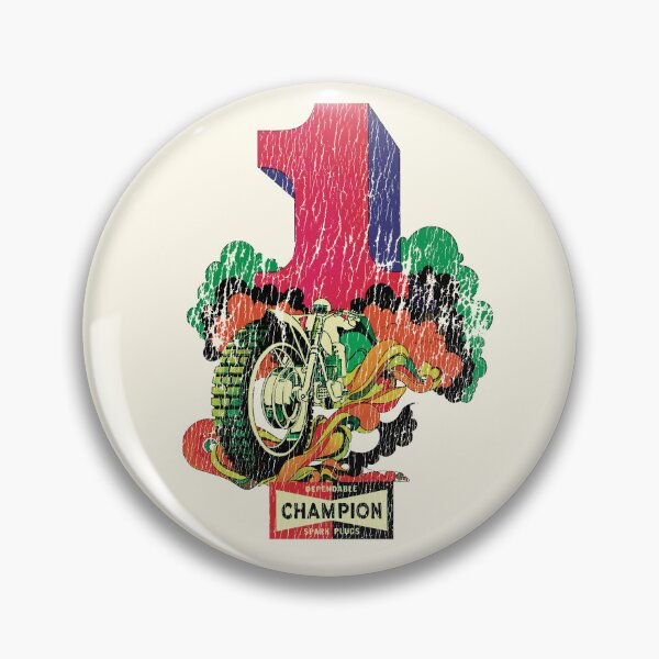 Item preview, 1970s Number 1 Dependable Champion Spark Plugs - Baja enduro bike - worn, aged print designed and sold by retropetrol.