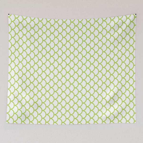 Item preview, White And Lime Fish Scales Pattern designed and sold by pattern-archive.