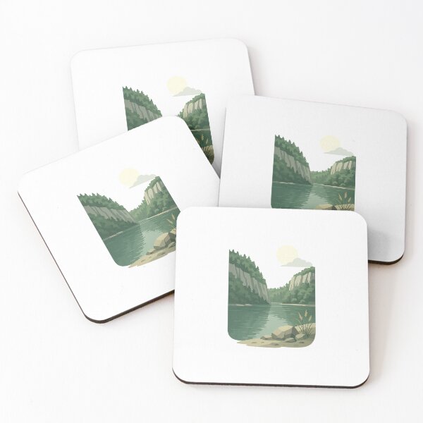 Item preview, Opal Lake beneath calm moonlit cliffs designed and sold by CreationsBornholm.