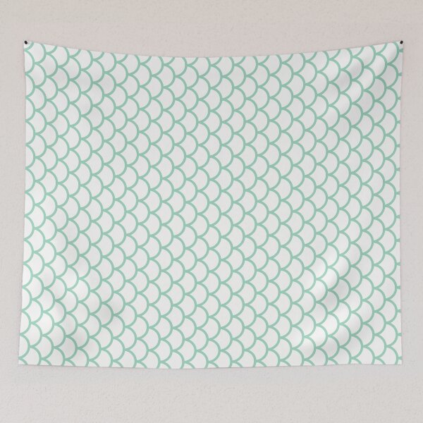 Item preview, White And Mint Fish Scales Pattern designed and sold by pattern-archive.