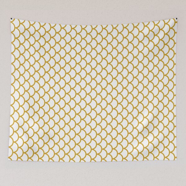 Item preview, White And Mustard Fish Scales Pattern designed and sold by pattern-archive.