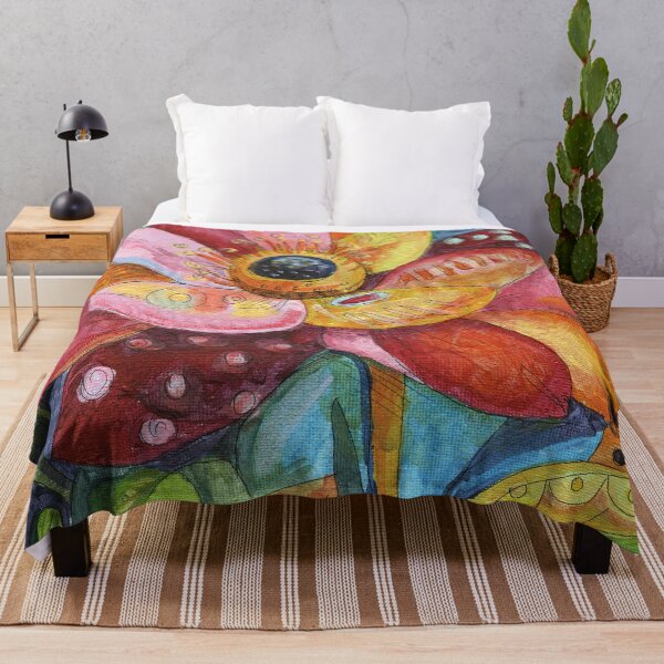 Item preview, Colorful Folk Flower Botanical Whimsical Illustration designed and sold by AlisaArtDecor.