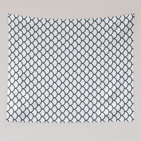Item preview, White And Navy Fish Scales Pattern designed and sold by pattern-archive.