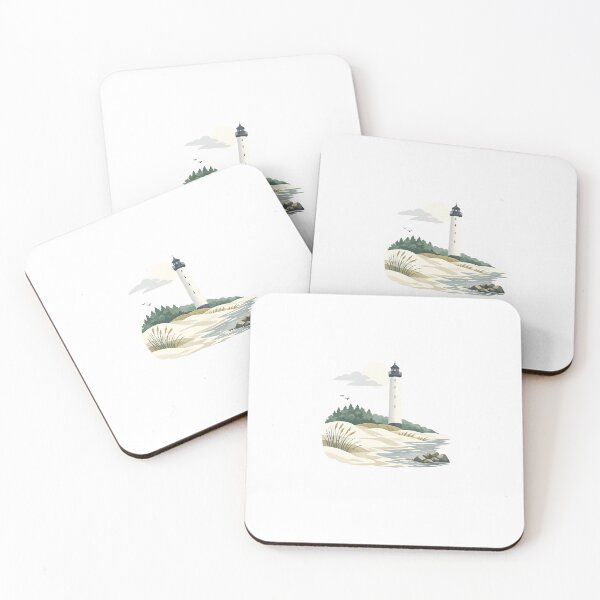 Item preview, Dueodde lighthouse by moonlit sandy shore designed and sold by CreationsBornholm.