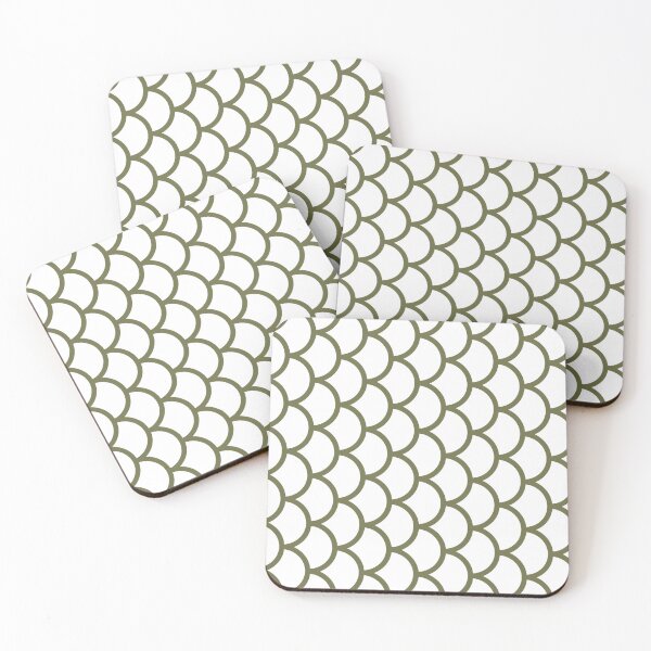 Item preview, White And Olive Fish Scales Pattern designed and sold by pattern-archive.
