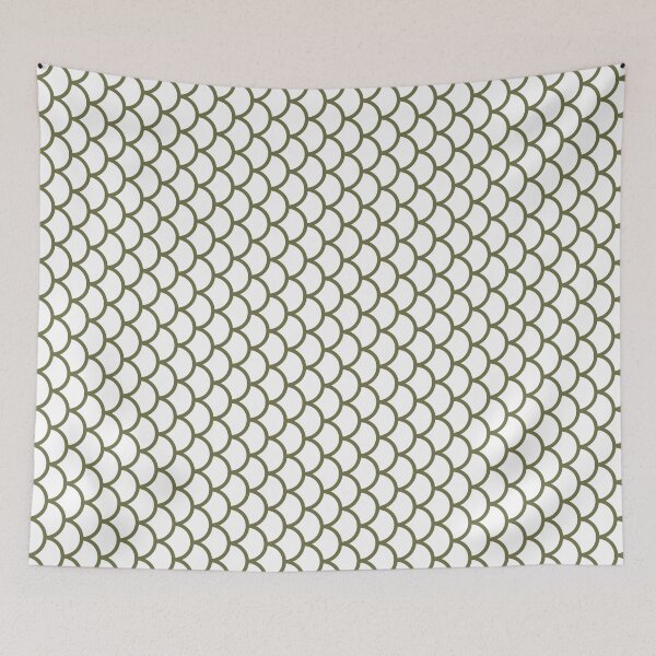 Item preview, White And Olive Fish Scales Pattern designed and sold by pattern-archive.