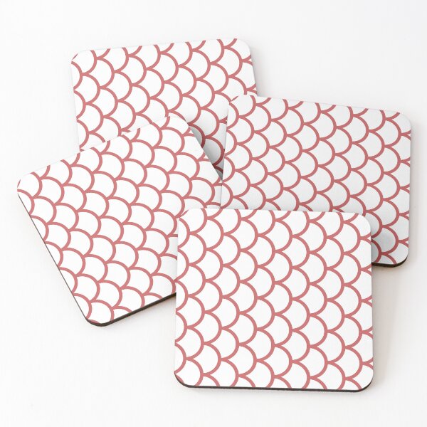 Item preview, White And Pastel Red Fish Scales Pattern designed and sold by pattern-archive.