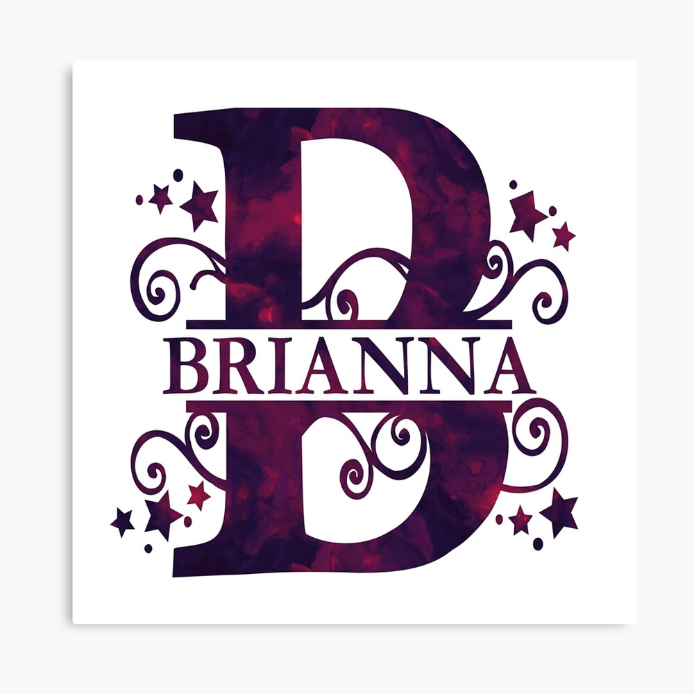 brianna-girls-name-and-monogram-in-dark-purple-canvas-print-by