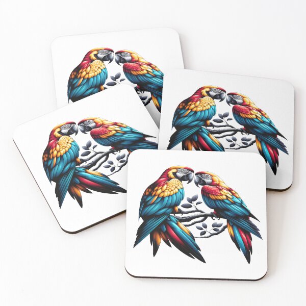 Item preview, Two macaw parrots - a couple flirting on a branch designed and sold by Kimenta.